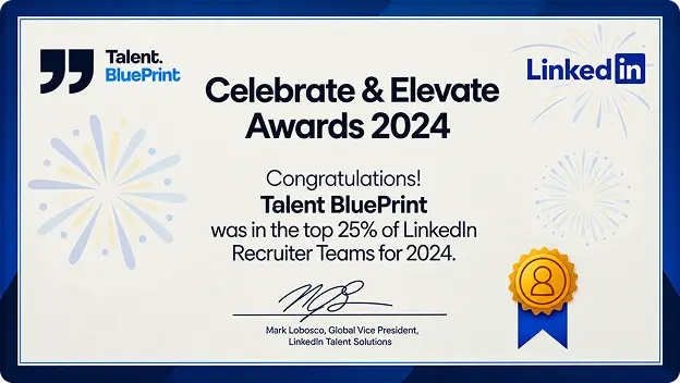 LinkedIn Celebrate and Elevate Awards team finalists certificate